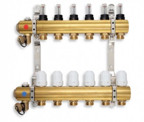 Rozdělovač s term.ventily, reg.s průt.mech.ventily 8-okruhů č.1