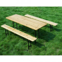 Set zahradní pivní dřevo/kov stůl + 2 lavice č.1