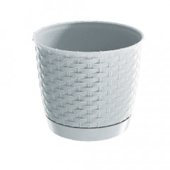 Květináč RATOLLA ROUND 22 v.19,5cm,4,2l,BÍ (S449) s miskou č.1
