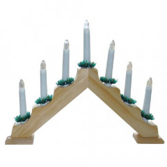 Svícen vánoční el. 7 svíček, jehlan, dřev.přírodní č.1