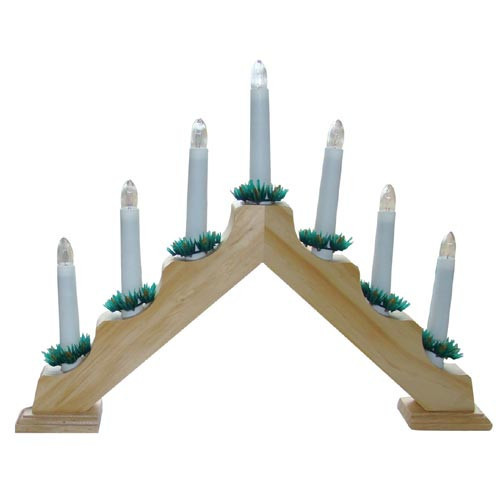 Svícen vánoční el. 7 svíček, jehlan, dřev.přírodní