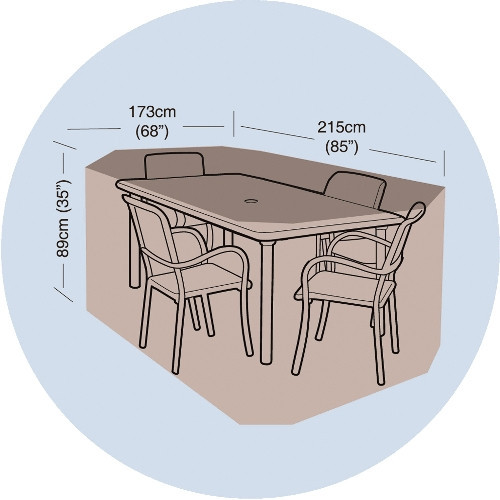 Plachta krycí na set 4 židlí+obdél.stůl 215x173x89cm, PE 90g/m2