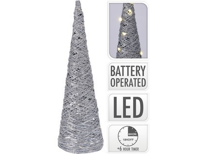 Osvětlení PYRAMIDA 40cm STŘÍBRNÁ, 20LED s časovačem