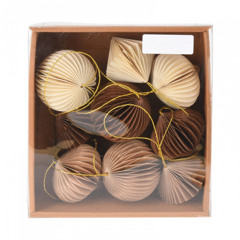 Dekorace závěsná 6cm KOULE,CIBULE,DIAMANT (9ks)