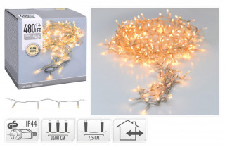 Osvětlení vánoční 36m 480LED teplá BÍ, TRA drát č.1