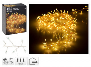 Osvětlení vánoční 4,8m 480LED teplá BÍ, STŘ drát č.1