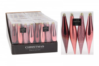 Ozdoba vánoční RAMPOUCH 15cm RŮŽ mix (4ks) č.1