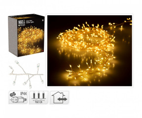 Osvětlení vánoční 9,6m 960LED teplá BÍ, STŘ drát č.1