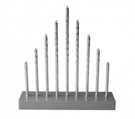 Svícen vánoční 9 svíček LED,teplá BÍ,Al+ABS STŘ,26x24,8x5,7cm,3xA č.1