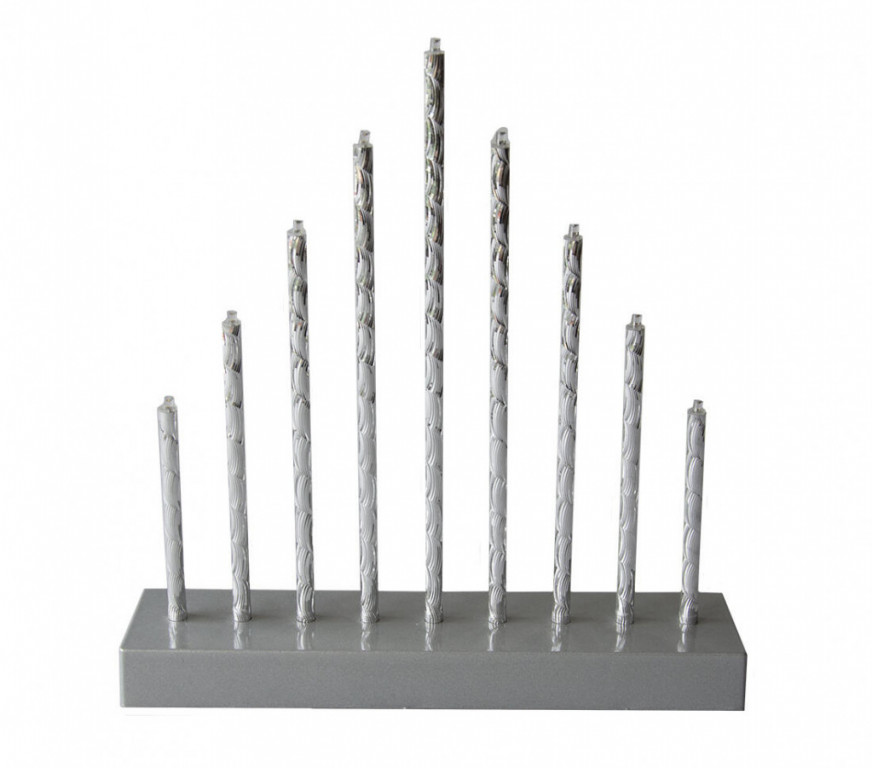 Svícen vánoční 9 svíček LED,teplá BÍ,Al+ABS STŘ,26x24,8x5,7cm,3xA