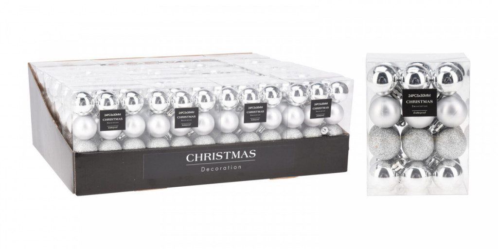 Ozdoba vánoční KOULE pr.3cm STŘ mix (24ks)