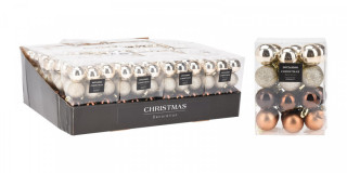 Ozdoba vánoční KOULE pr.3cm HN,ZLA mix (24ks) č.1