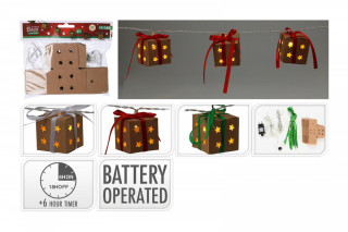 Osvětlení vánoční 1,2m 10LED DÁRKOVÉ KRABIČKY 5cm, s časovačem, mix č.1