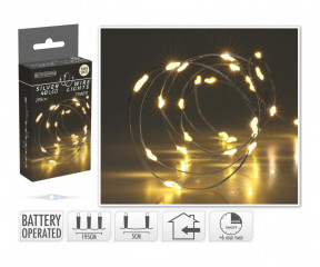 Osvětlení vánoční 1,95m 40LED teplá BÍ, drát, s časovačem č.1