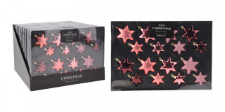 Ozdoba vánoční HVĚZDA (8x6cm/8x5cm) RŮŽ mix (16ks) č.1