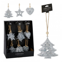 Dekorace vánoční závěsná 7/7,5cm kov. mix č.1