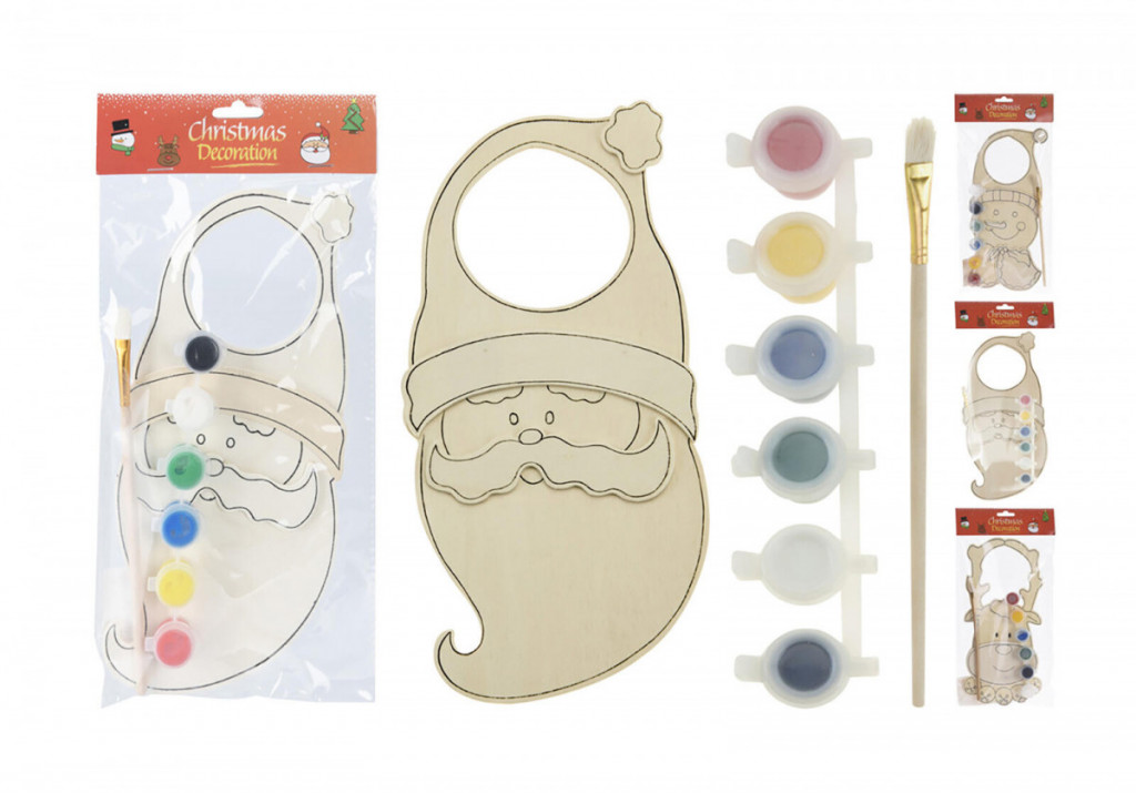 Dekorace závěs na dveře VÁNOČNÍ dřev.+barvy mix druhů