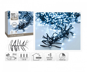 Osvětlení vánoční 1,5m 192LED studená BÍ 8 funkcí s časovačem č.1