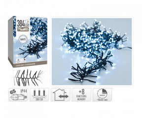 Osvětlení vánoční 3m 384LED studená BÍ 8 funkcí s časovačem č.1