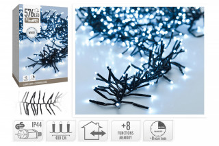 Osvětlení vánoční 4m 576LED studená BÍ 8 funkcí s časovačem č.1