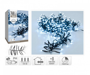 Osvětlení vánoční 5,5m 768LED studená BÍ 8 funkc s časovačem č.1