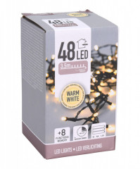 Osvětlení vánoční 3,5m 48LED teplá BÍ 8funkcí s časovačem č.1
