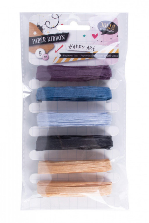 Stuha vázací 5m, č.3, papír mix barev (6ks)